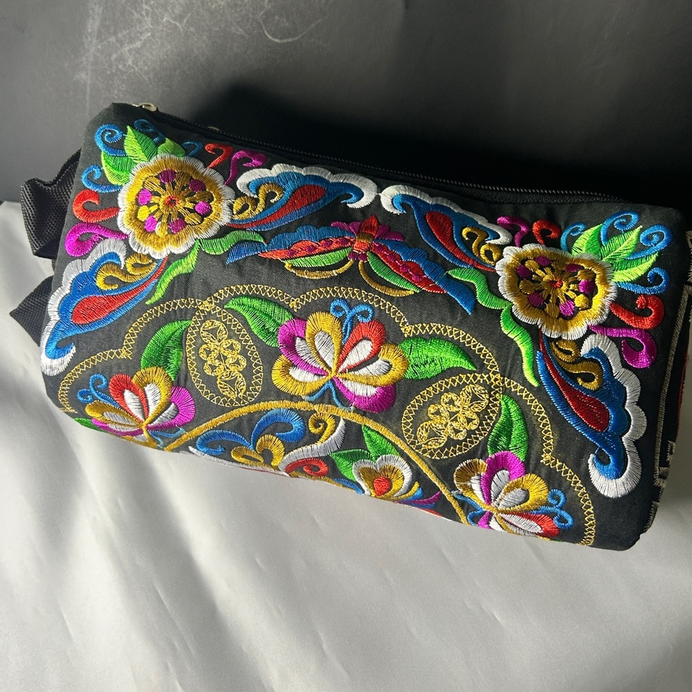 Embroidered Black Floral Women's Crossbody Bag - Picture 14 of 14